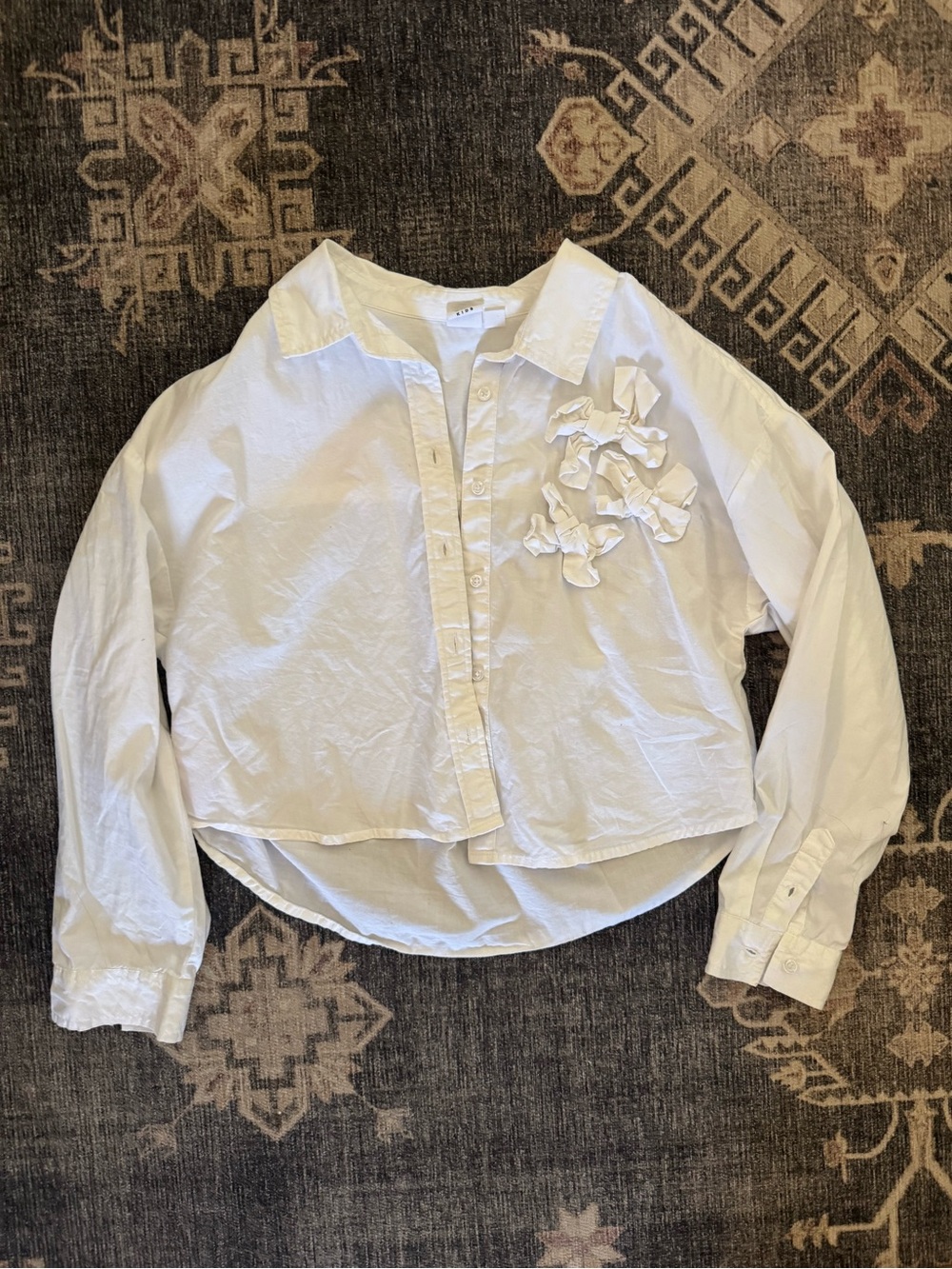 GAP White Button-Front Shirt with Ruffle Accents